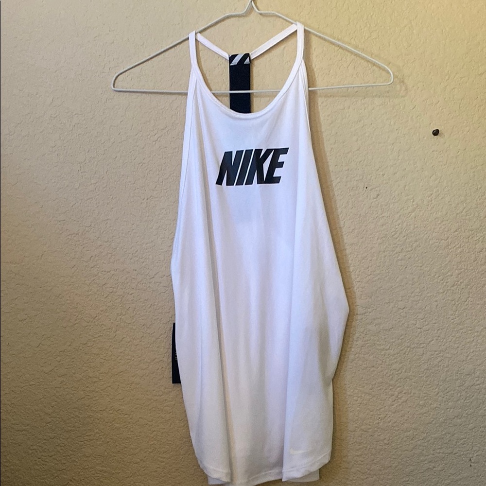 Nike White Sleeveless Top with Black Logo